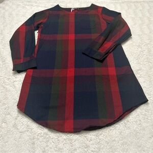 Cupshe Short Navy Plaid Long Sleeve Scoop Neck Size: S